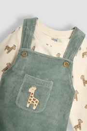 JoJo Maman Bébé Green Giraffe Embroidered Pocket Dungarees And Top Set - Image 6 of 8