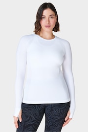 Sweaty Betty White Athlete Seamless Workout Long Sleeve Top - Image 2 of 8