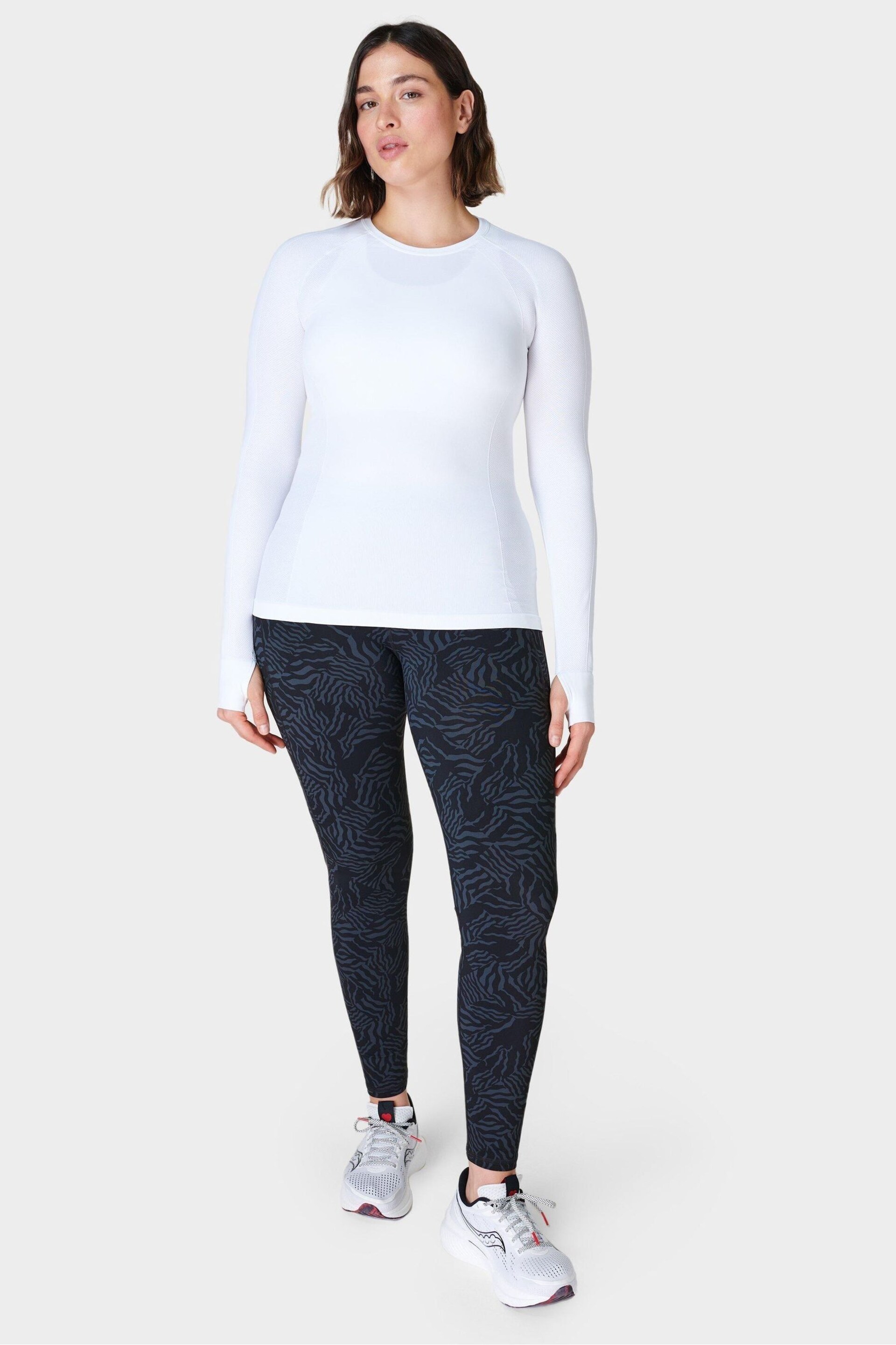 Sweaty Betty White Athlete Seamless Workout Long Sleeve Top - Image 4 of 8