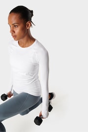 Sweaty Betty White Athlete Seamless Workout Long Sleeve Top - Image 5 of 8