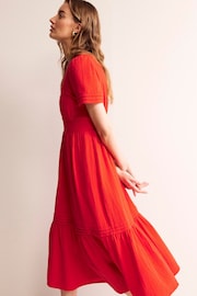 Boden Red Petite Eve Double Cloth Midi Dress - Image 4 of 6