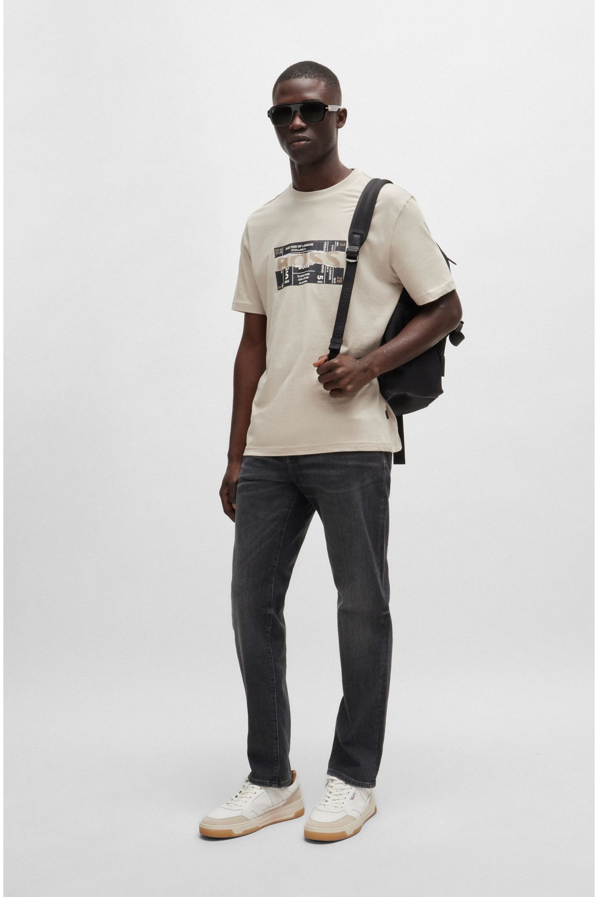 BOSS Grey Regular Fit Taper Comfort Stretch Denim Jeans - Image 3 of 5