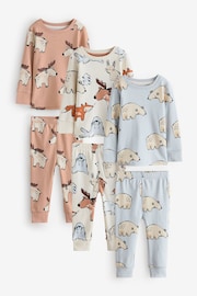 Multi Neutral Snuggle 100% Cotton Pyjamas 3 Pack (9mths-10yrs) - Image 1 of 6