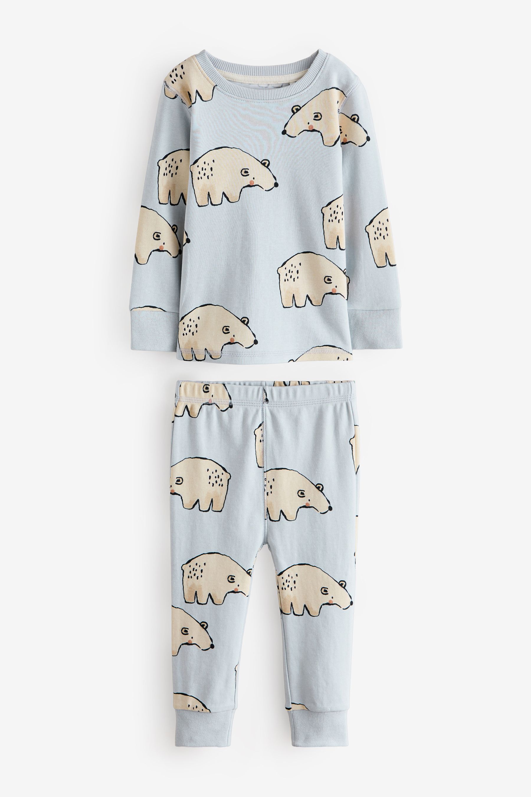 Multi Neutral 3 Pack Snuggle 100 Cotton Pyjamas 9mths 10yrs