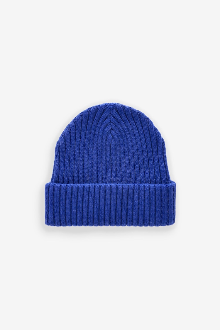 Cobalt Blue Rib Beanie Hat (1-16yrs) - Image 2 of 3