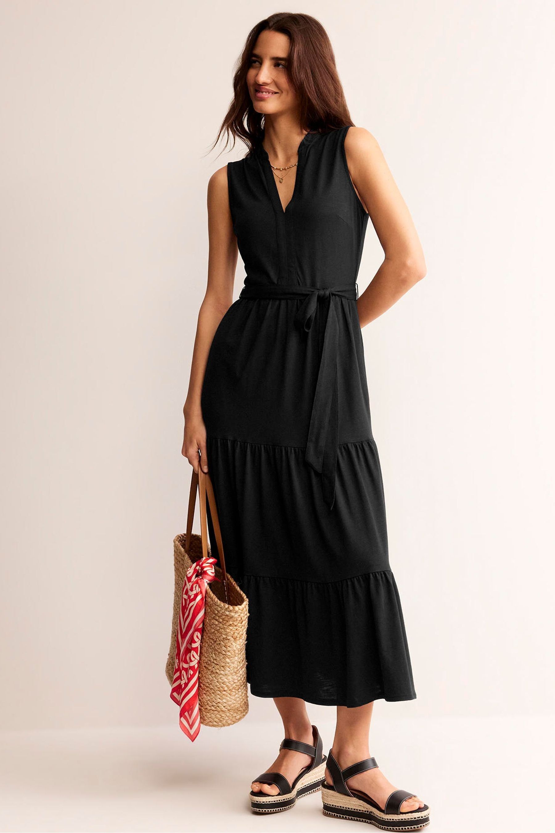Buy Boden Black Naomi Notch Jersey Maxi Dress from Next Luxembourg