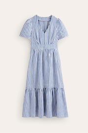 Boden Blue Stripe 100% Cotton Eve Linen Midi Dress - Image 6 of 6