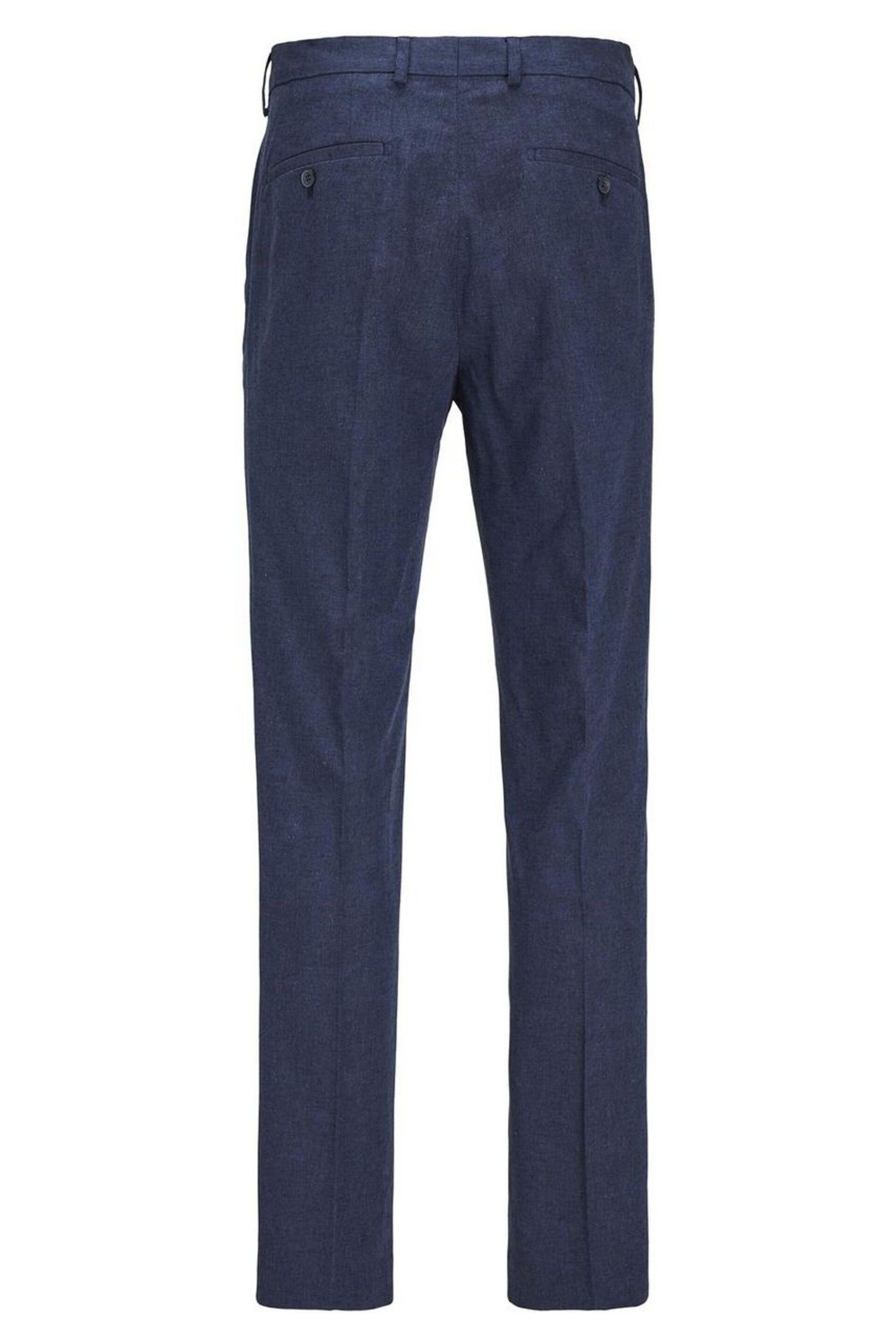 JACK & JONES Blue Linen Blend Slim Fit Trousers - Image 5 of 5