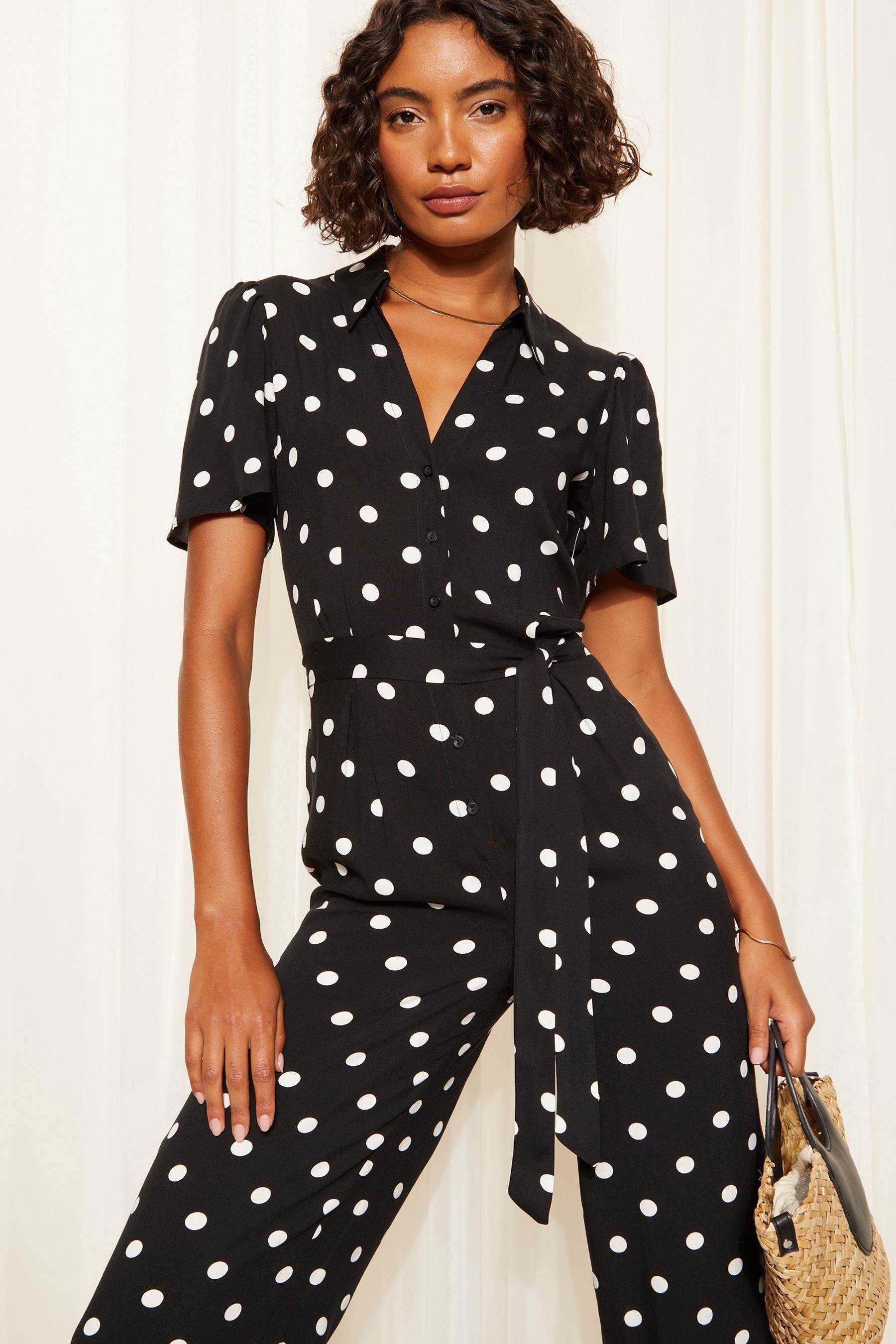 Black and white culotte jumpsuit clearance