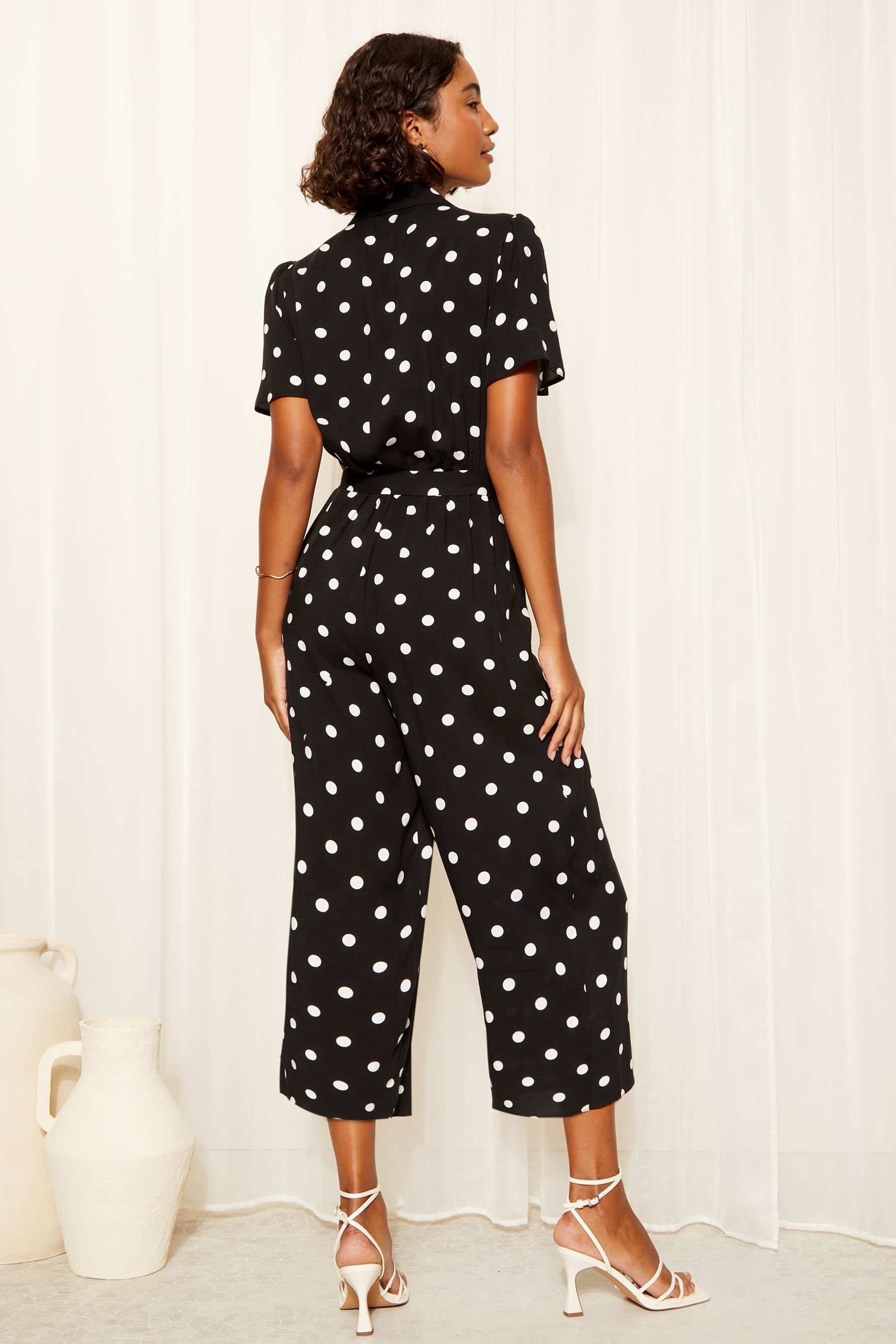 Black culotte jumpsuit petite on sale