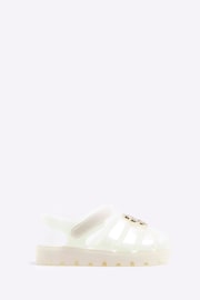 River Island White Girls Pearl Flower Jelly Sandals - Image 1 of 4