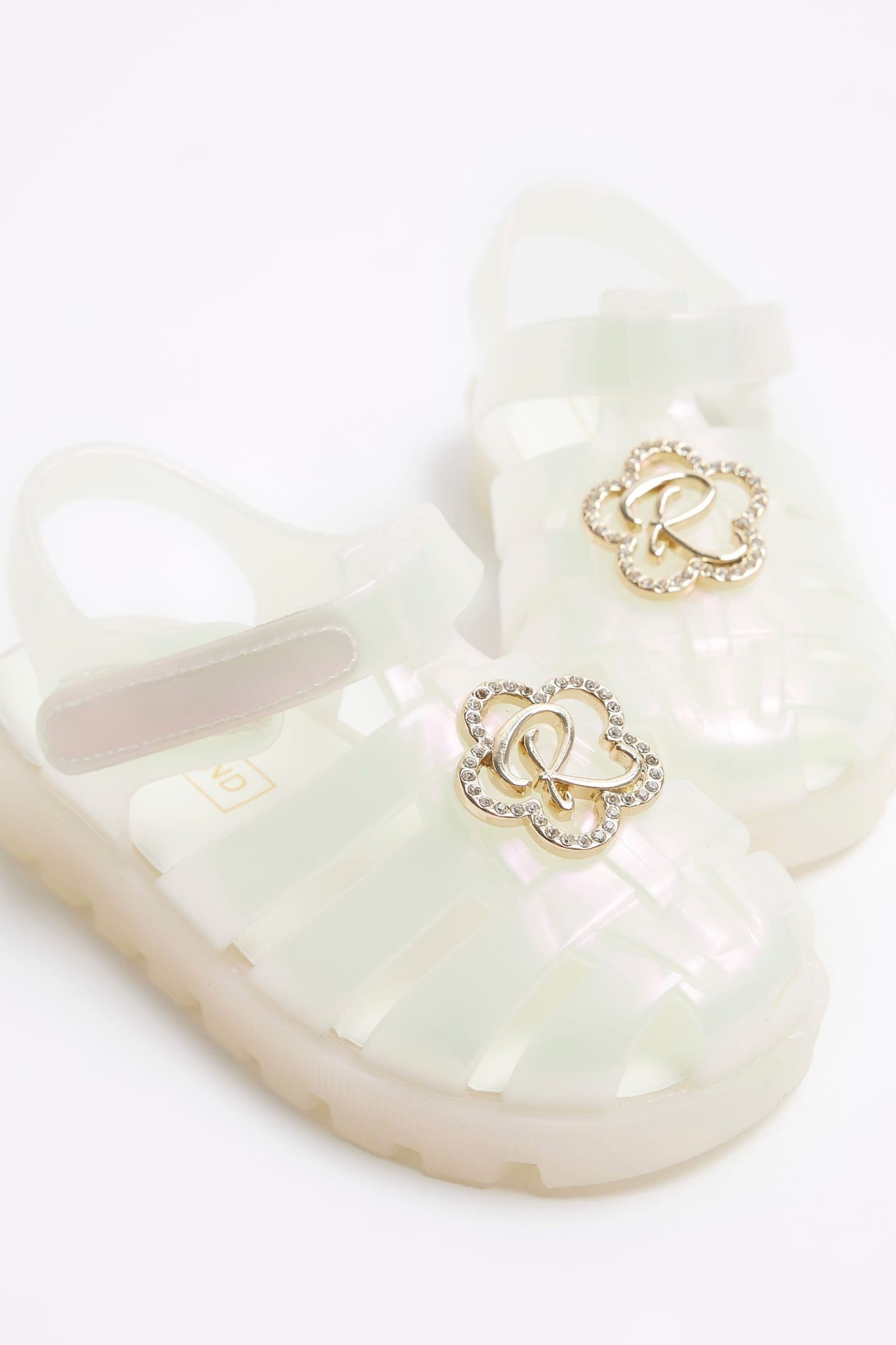River Island White Girls Rainbow Flower Jelly Sandals - Image 3 of 4