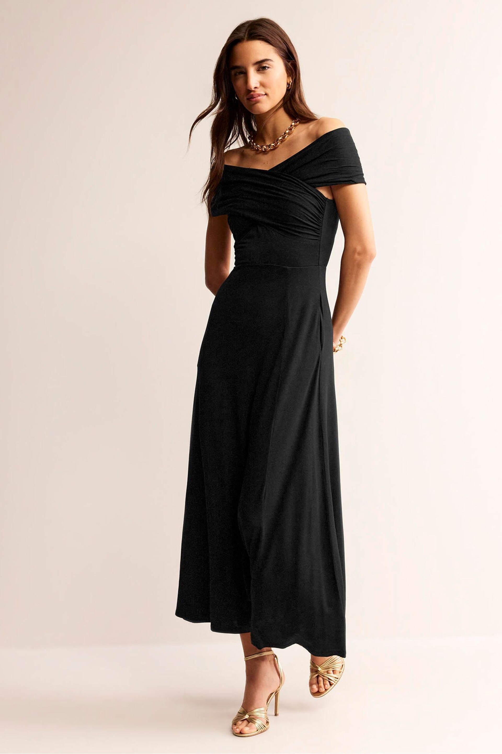 Boden Black Petite Bardot Jersey Maxi Dress - Image 1 of 5