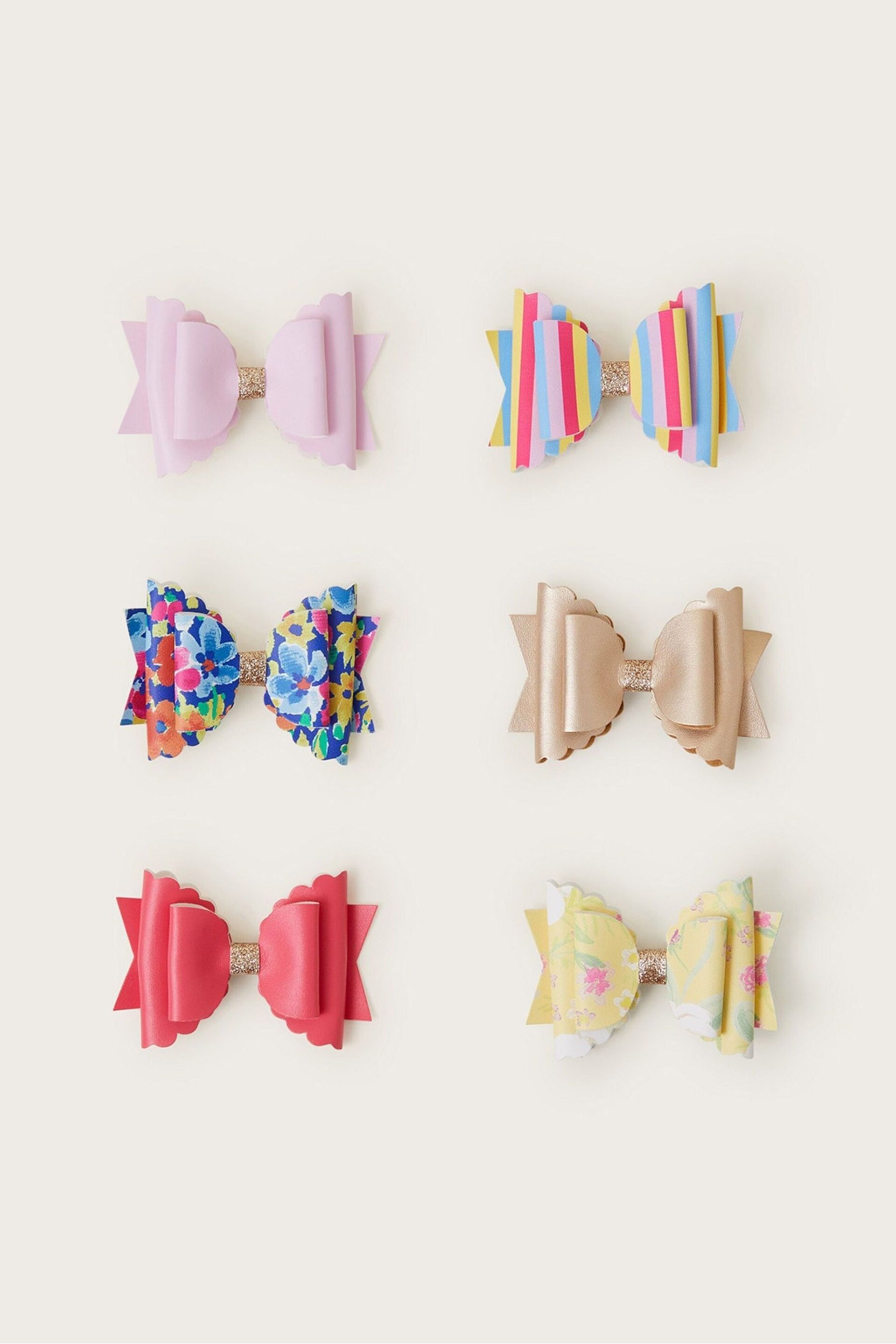 Monsoon Pink Bow Hair Clips 6 Pack - Image 1 of 2