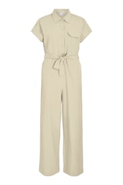 VILA Cream Linen Blend Tie Wasit Jumpsuit - Image 5 of 5