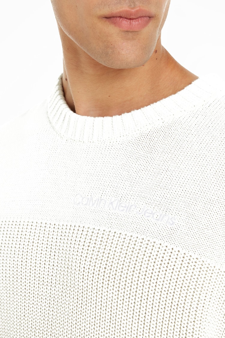 Calvin Klein White Knitted Crew Neck Jumper - Image 2 of 3