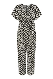 Yumi Black Geometric Print Wrap Jumpsuit - Image 5 of 5