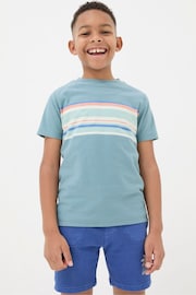 FatFace Blue Chest Stripe Jersey T-Shirt - Image 1 of 3