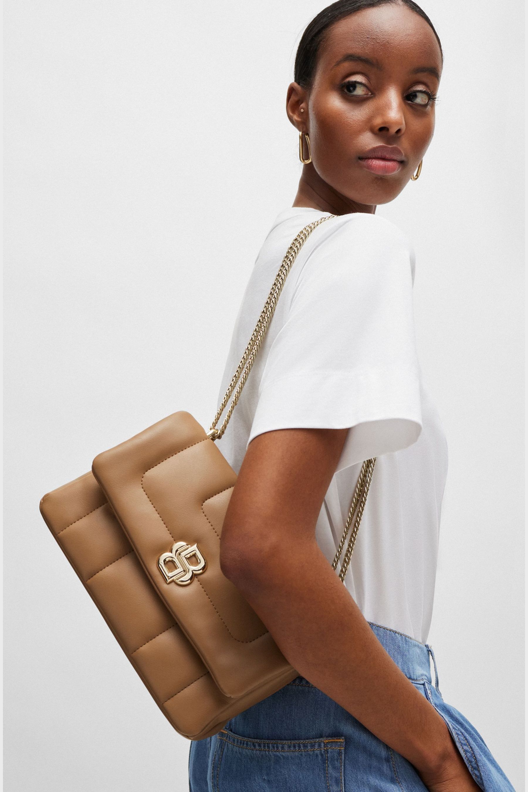 Buy BOSS Brown Faux Leather Shoulder Bag With Double Monogram from Next Ireland