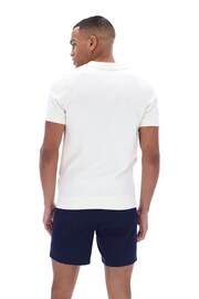 Fila White Lucian Square Knit Polo Shirt - Image 4 of 4