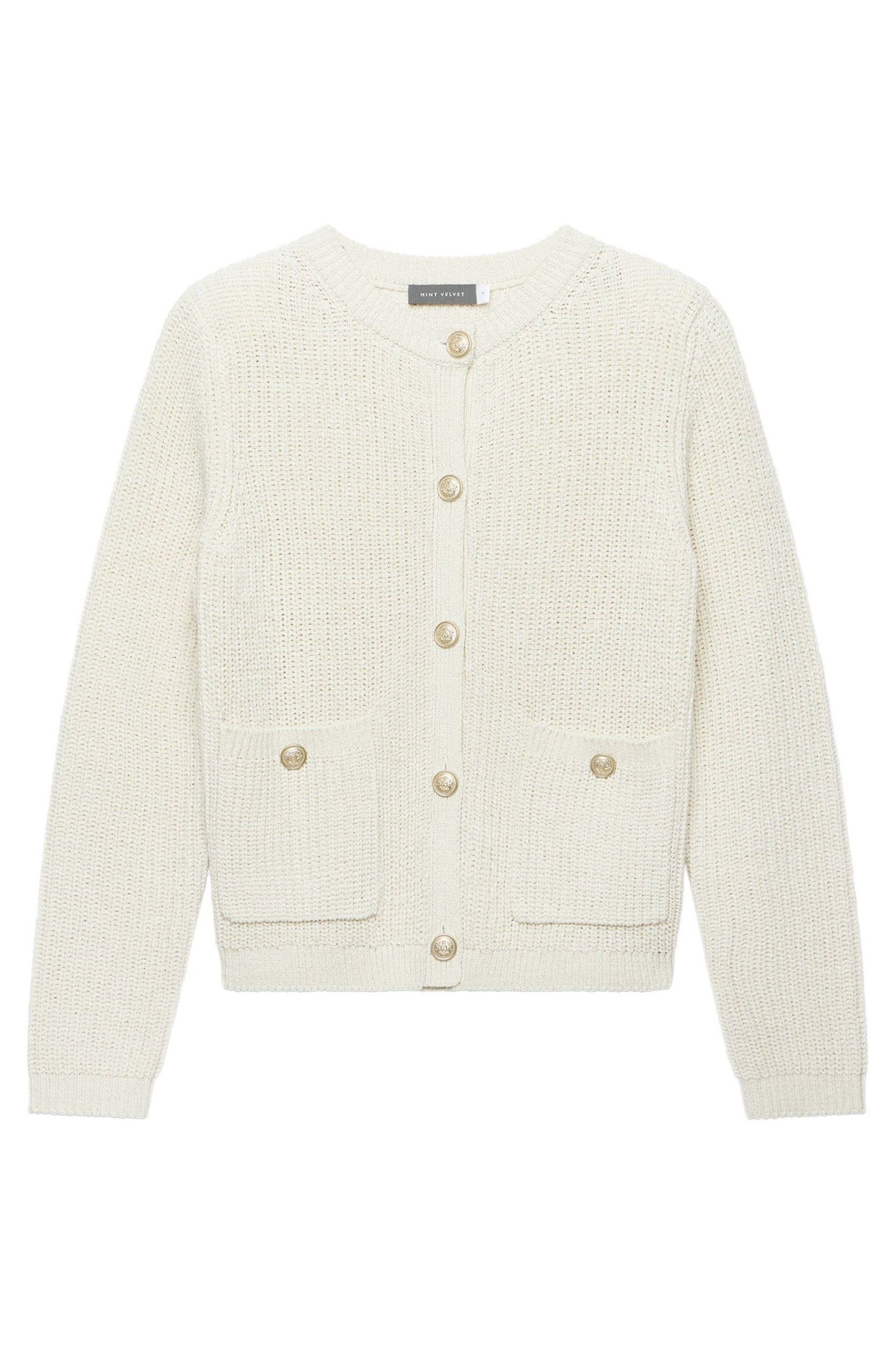 Buy Mint Velvet Cream Cotton Knit Cardigan from Next Luxembourg