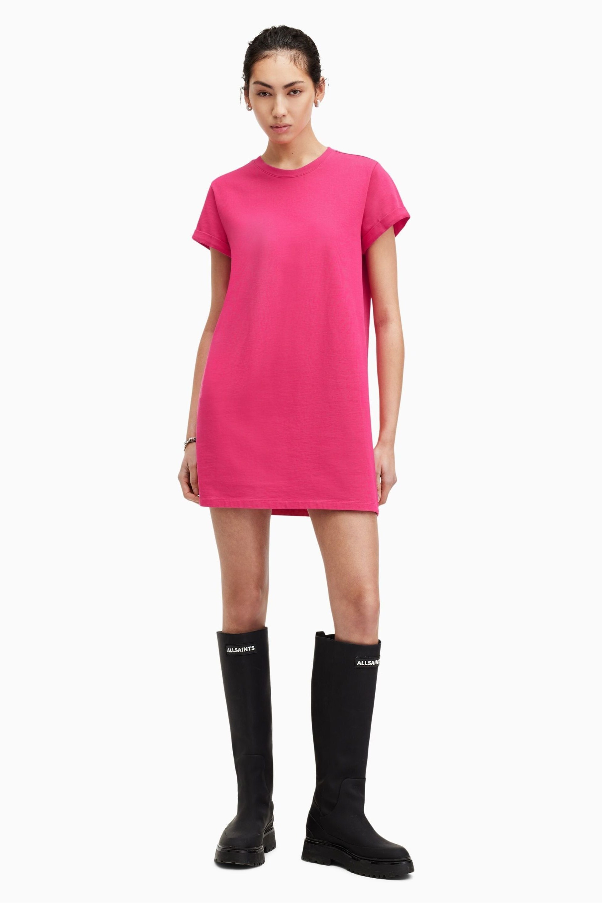 AllSaints Pink Mini Anna Dress - Image 4 of 7