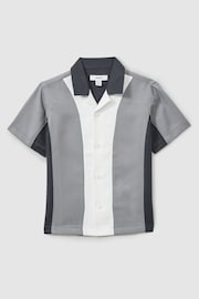 Reiss Blue Creed Junior Textured Half Zip Polo Shirt - Image 2 of 4