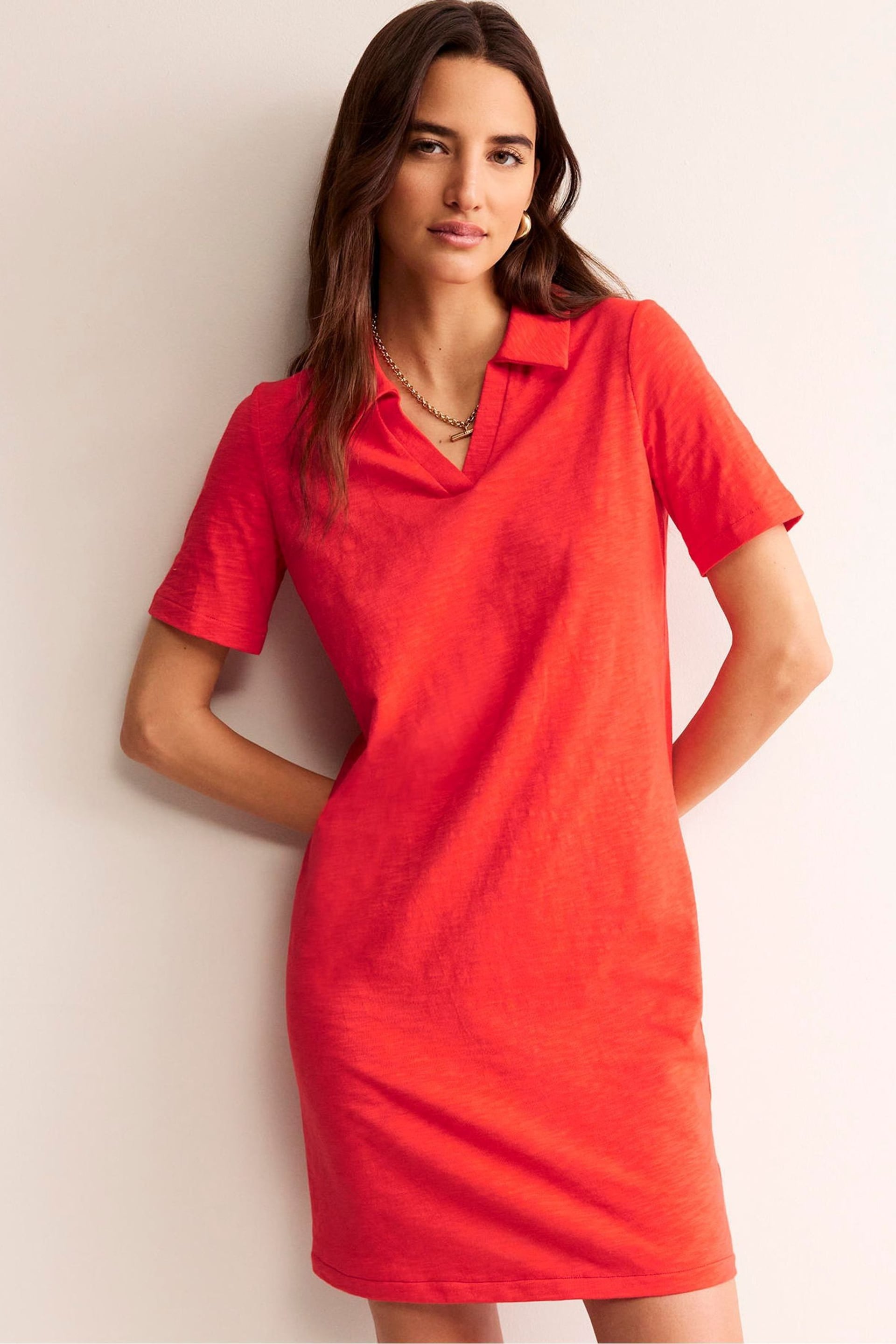 Boden Red Ingrid Polo Cotton Dress - Image 1 of 5