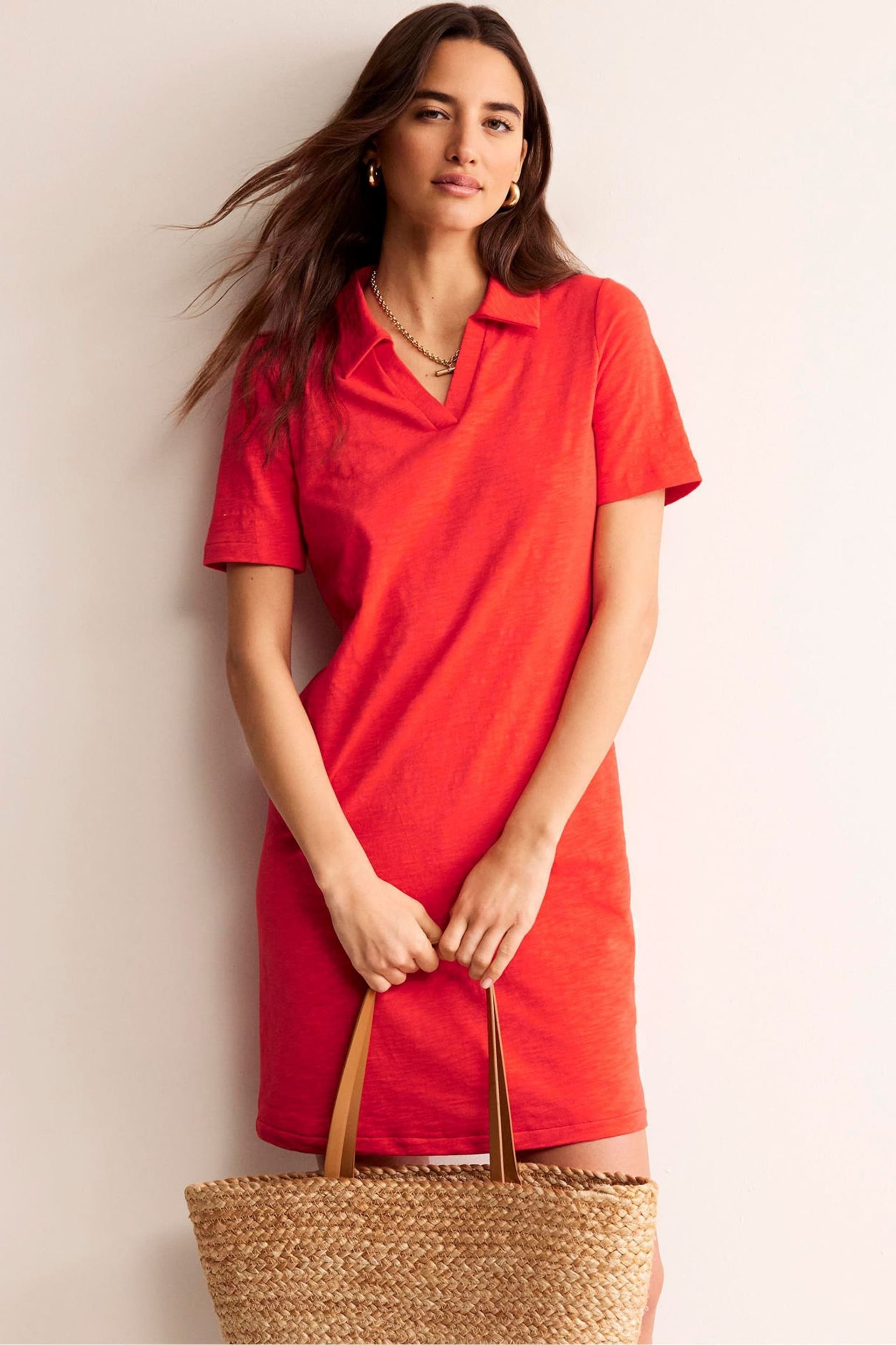 Boden Red Ingrid Polo Cotton Dress - Image 4 of 5