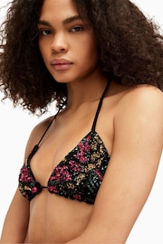 AllSaints Black Embroidered Jamilia Bikini Top - Image 2 of 5