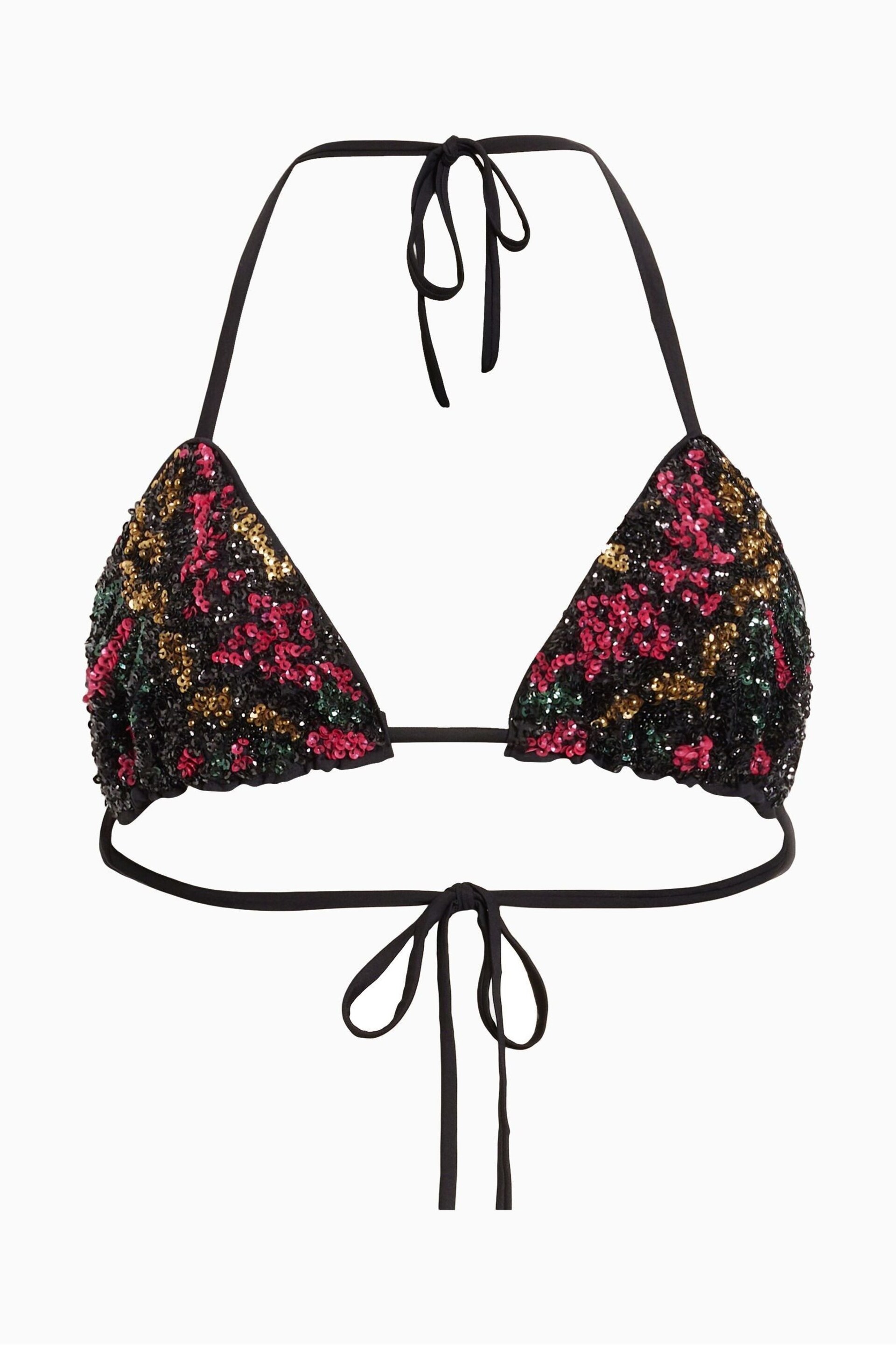 AllSaints Black Embroidered Jamilia Bikini Top - Image 5 of 5