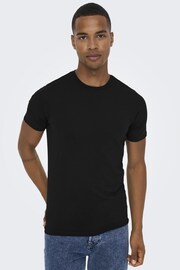 Only & Sons Black Slim Fit T-Shirts 2 Pack - Image 1 of 7