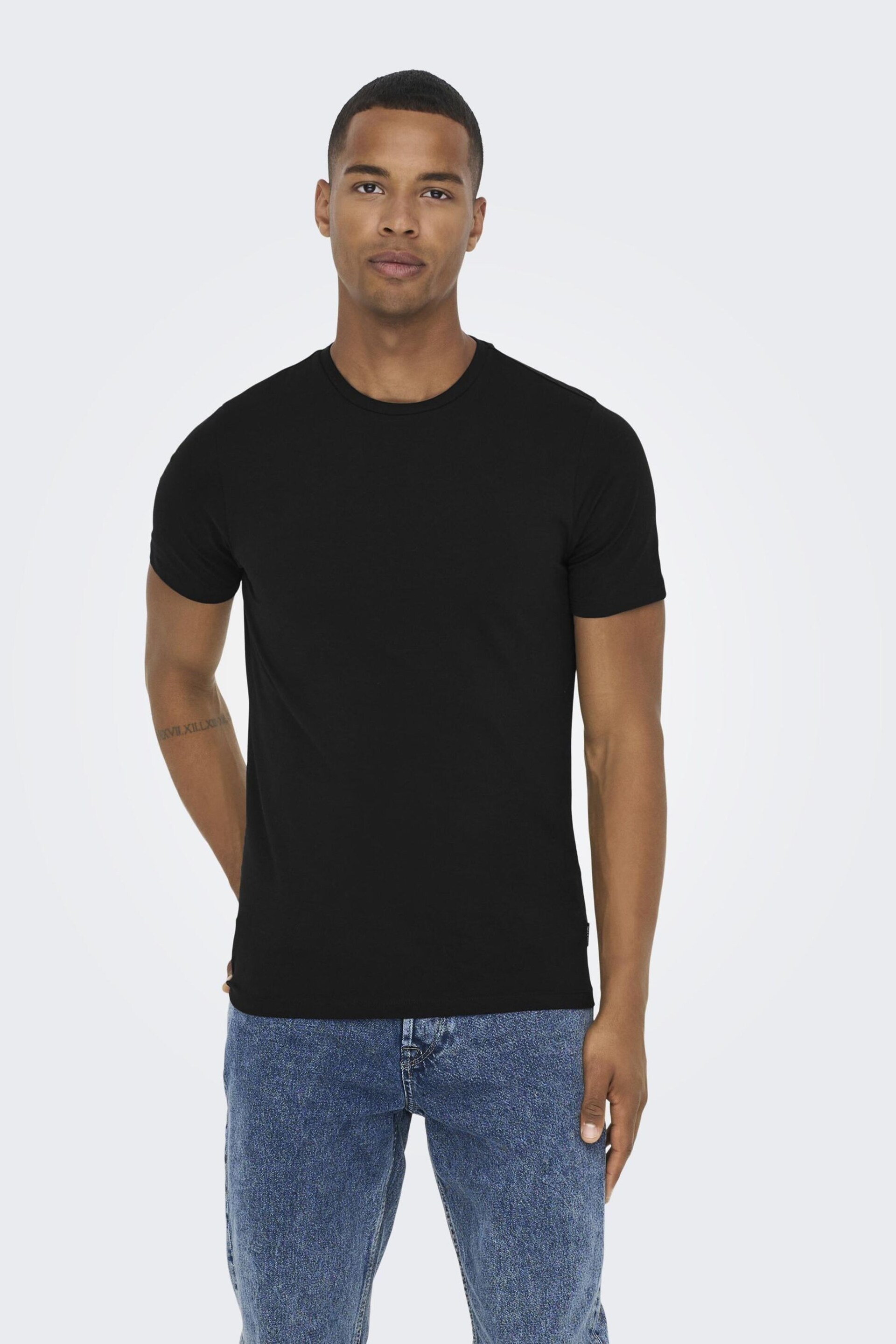 Only & Sons Black Slim Fit T-Shirts 2 Pack - Image 3 of 7