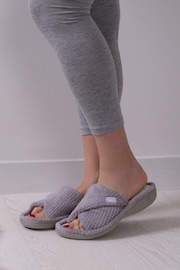 Totes Grey Popcorn Turnover Open Toe Slippers - Image 1 of 5