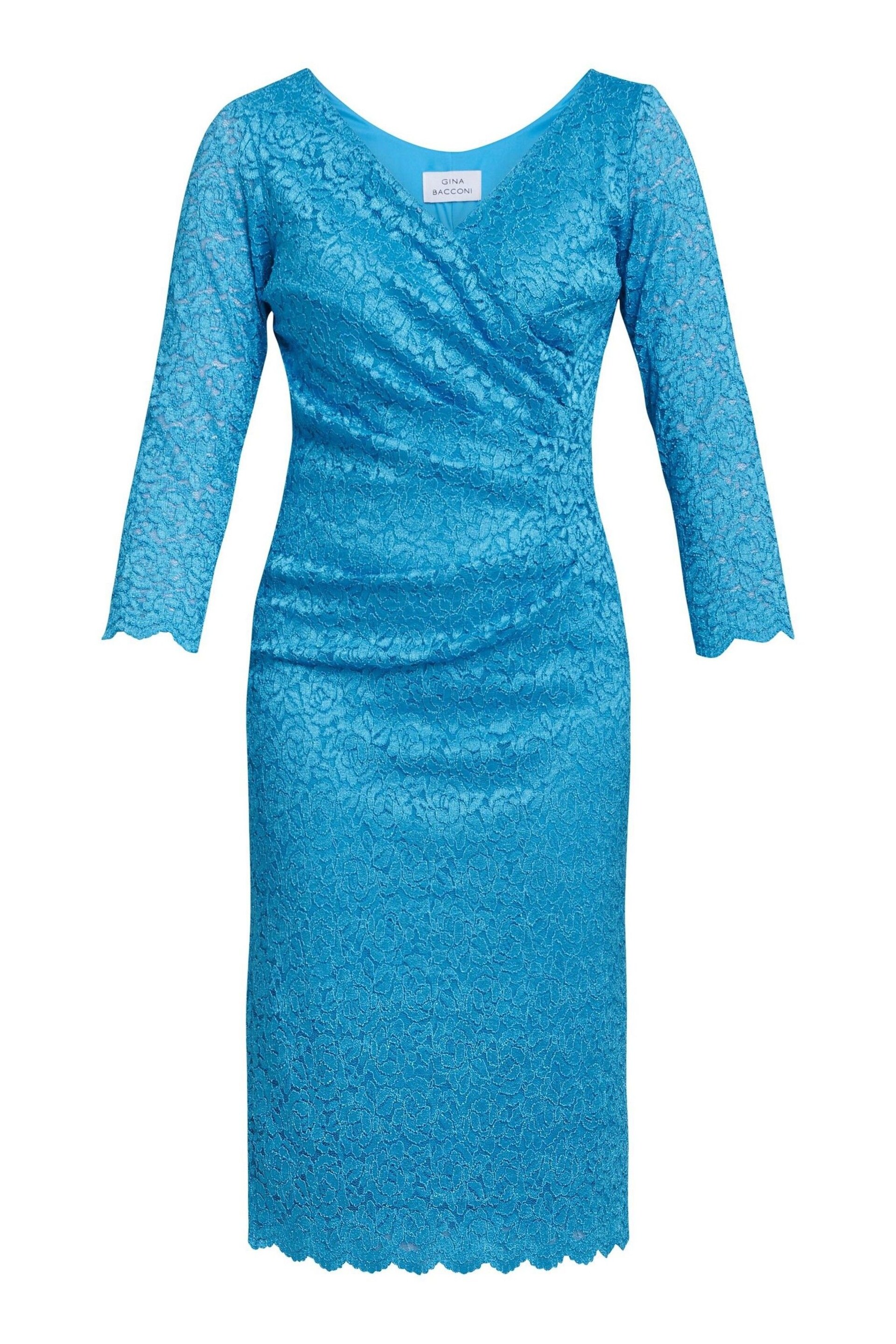 Gina Bacconi Green Melody Lace Wrap Dress - Image 5 of 5