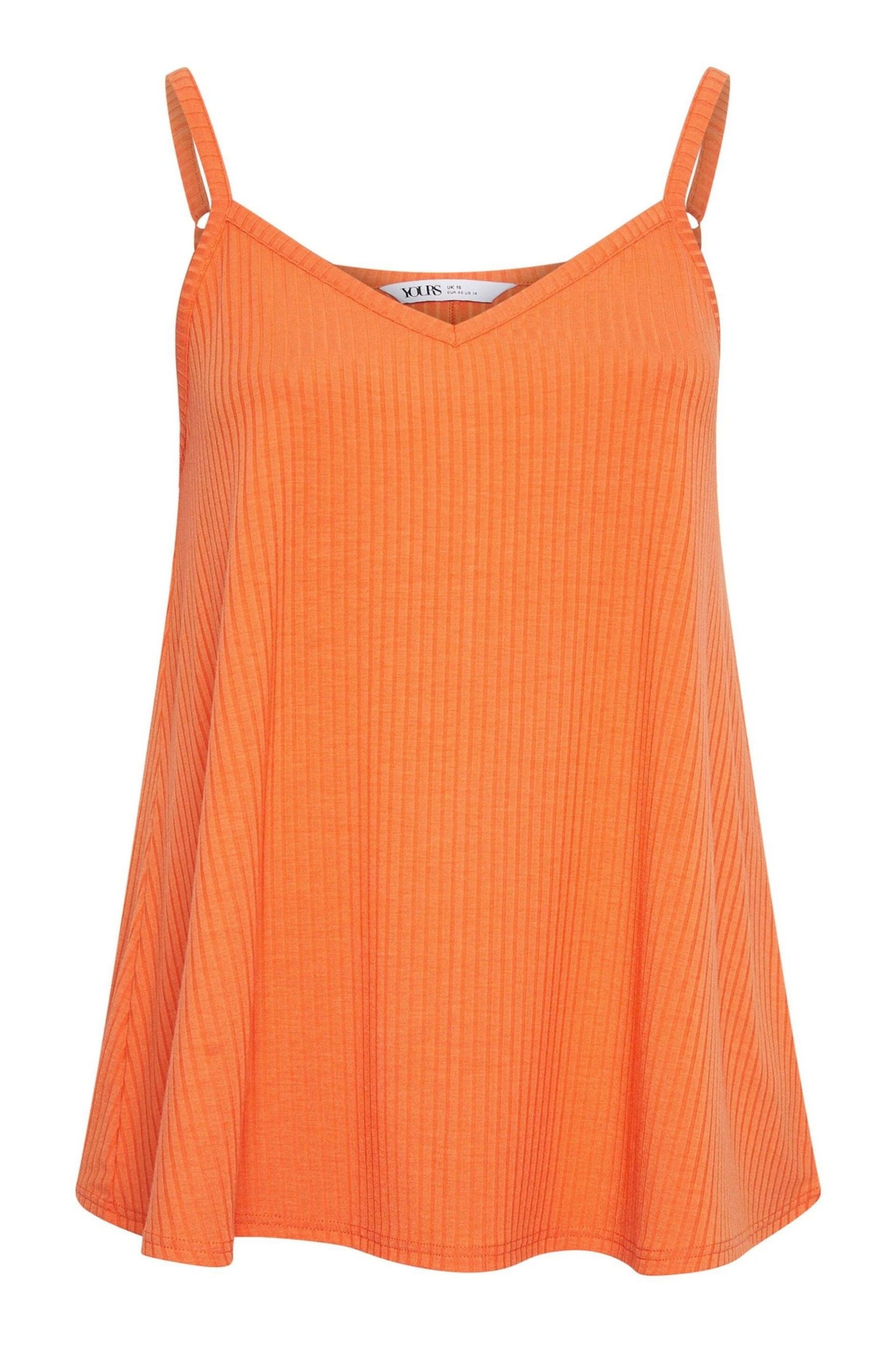 Yours Curve Orange Ribbed Cami - Image 5 of 5