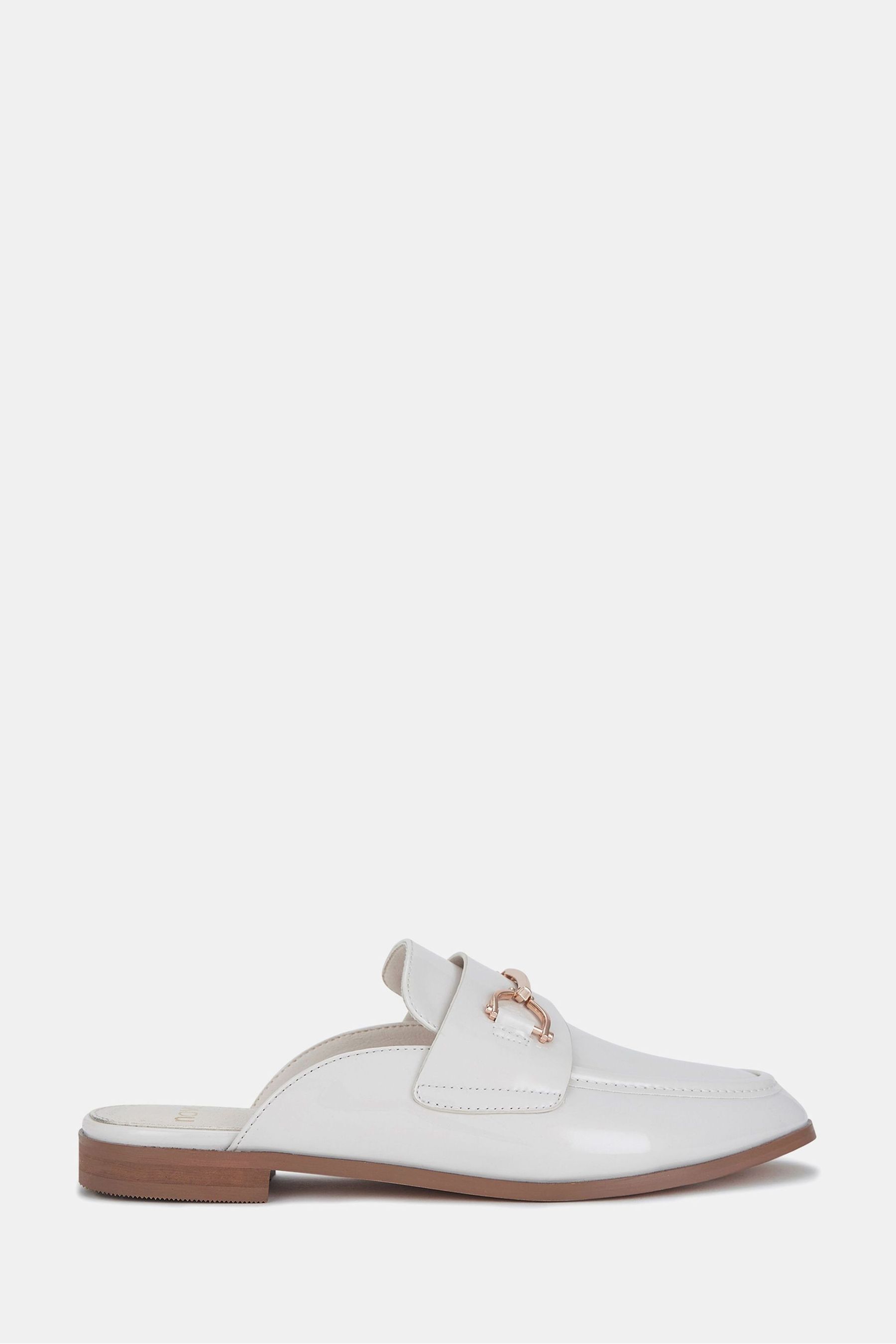 Novo White Regular Fit Eleanora Backless Loafer Mules