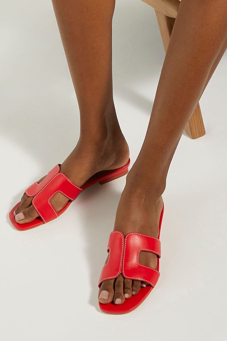 Dune London Red Loupe Smart Slider Sandals - Image 1 of 7