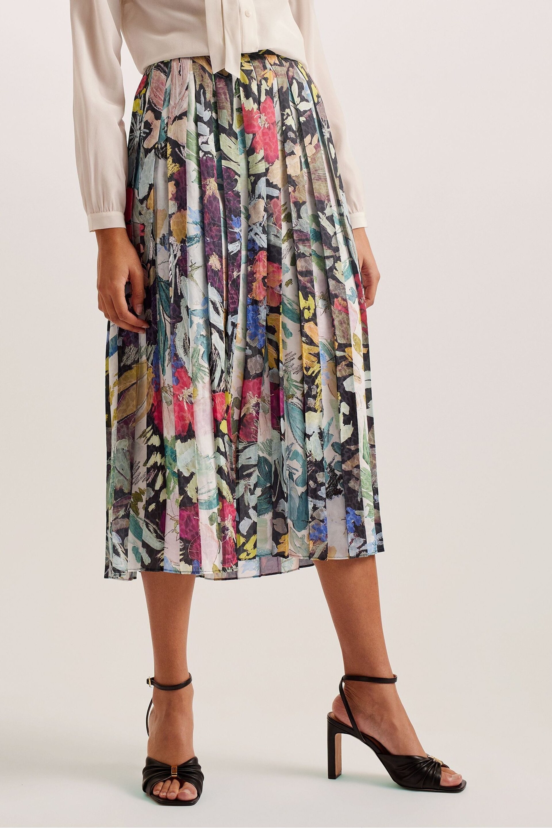 Ted Baker Black Pleated Cornina Midi Skirt - Image 1 of 5