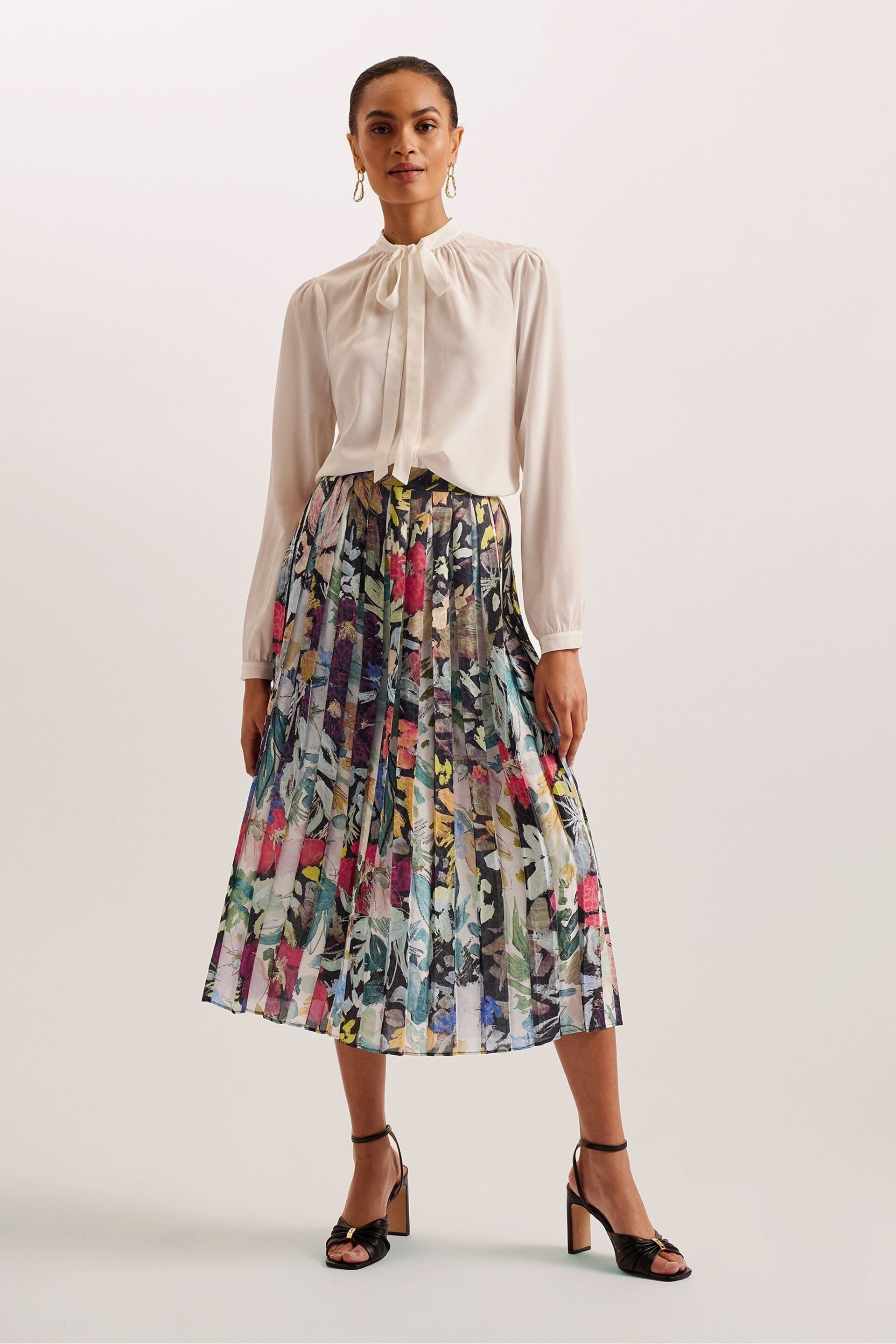 Ted Baker Black Pleated Cornina Midi Skirt - Image 3 of 5