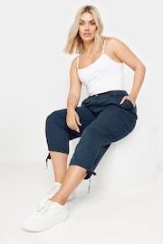 Yours Curve Blue Cargo Cropped Trousers - Image 2 of 5
