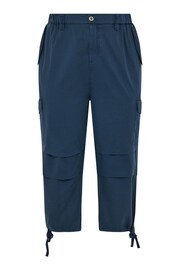 Yours Curve Blue Cargo Cropped Trousers - Image 5 of 5