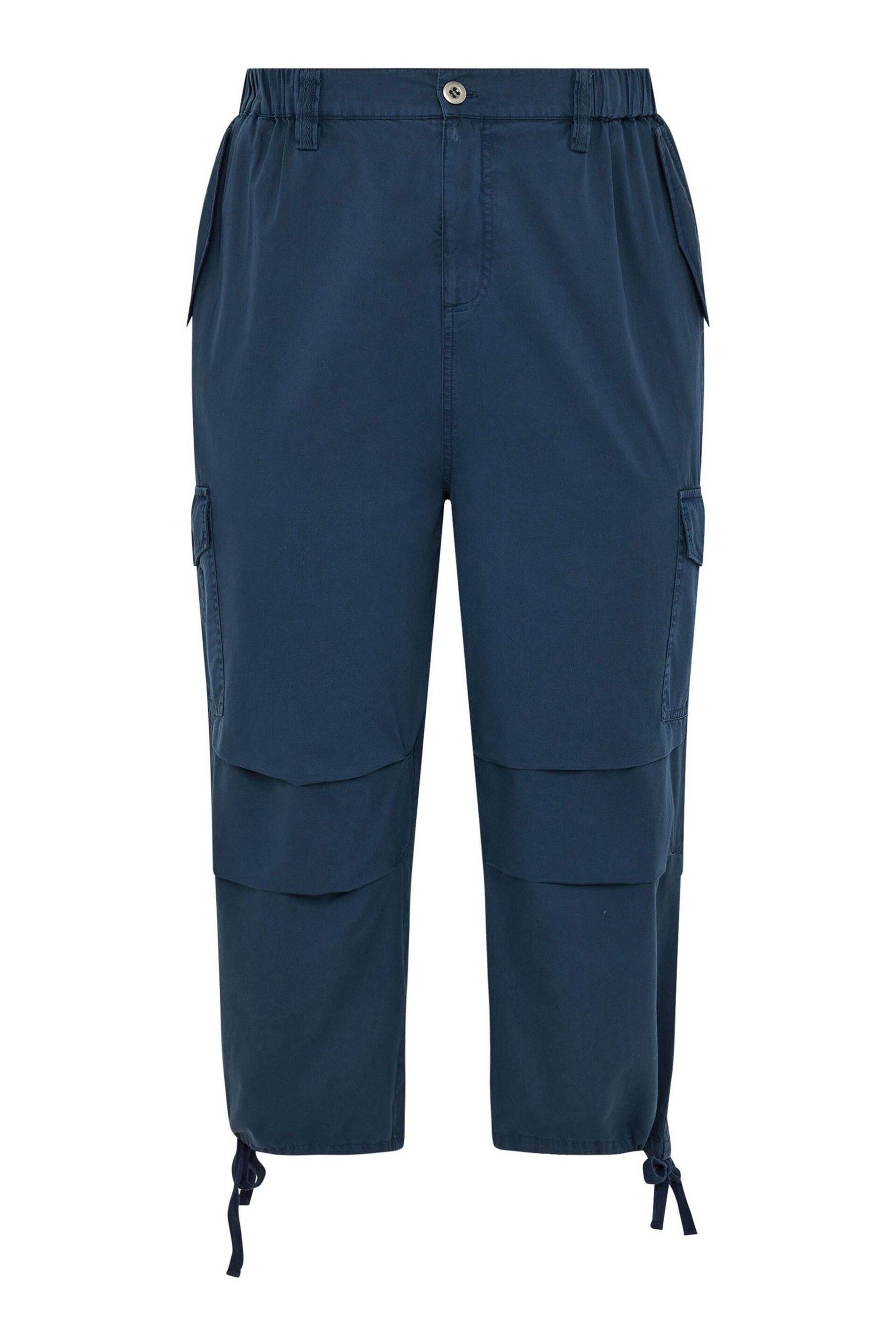 Yours Curve Blue Cargo Cropped Trousers - Image 5 of 5