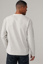 Cream/Black Stripe Relaxed Fit Long Sleeve Heavyweight 100% Cotton T-Shirt - Image 3 of 7