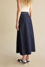 Rinse Wash Pleat Front 100% Cotton Maxi Skirt - Image 4 of 5