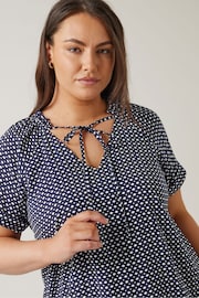 Evans Curve Dot Print Tie Neck Blouse - Image 4 of 5