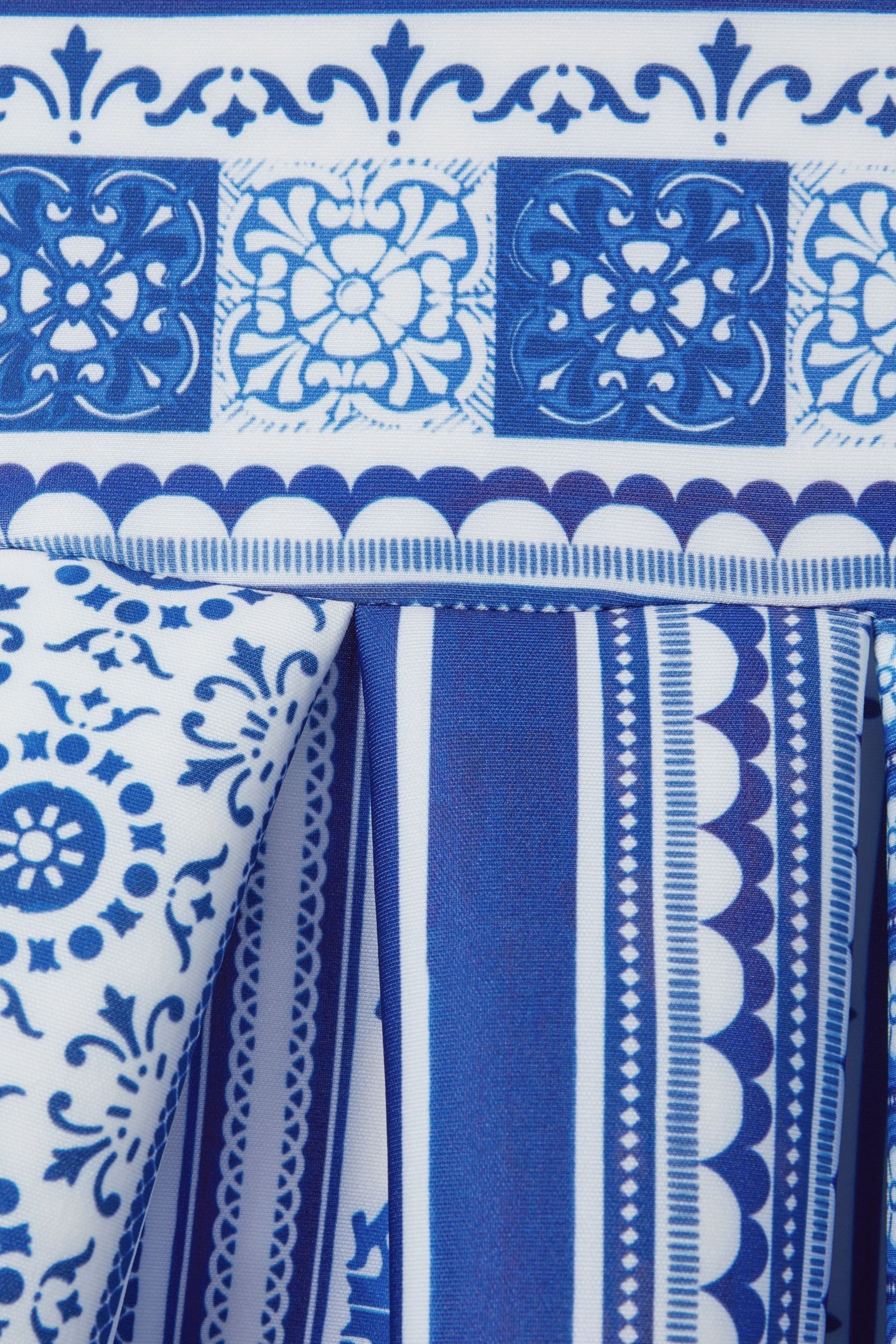 Reiss Blue Print Lena Junior Tile Print Scuba Fit-and-Flare Dress - Image 4 of 4