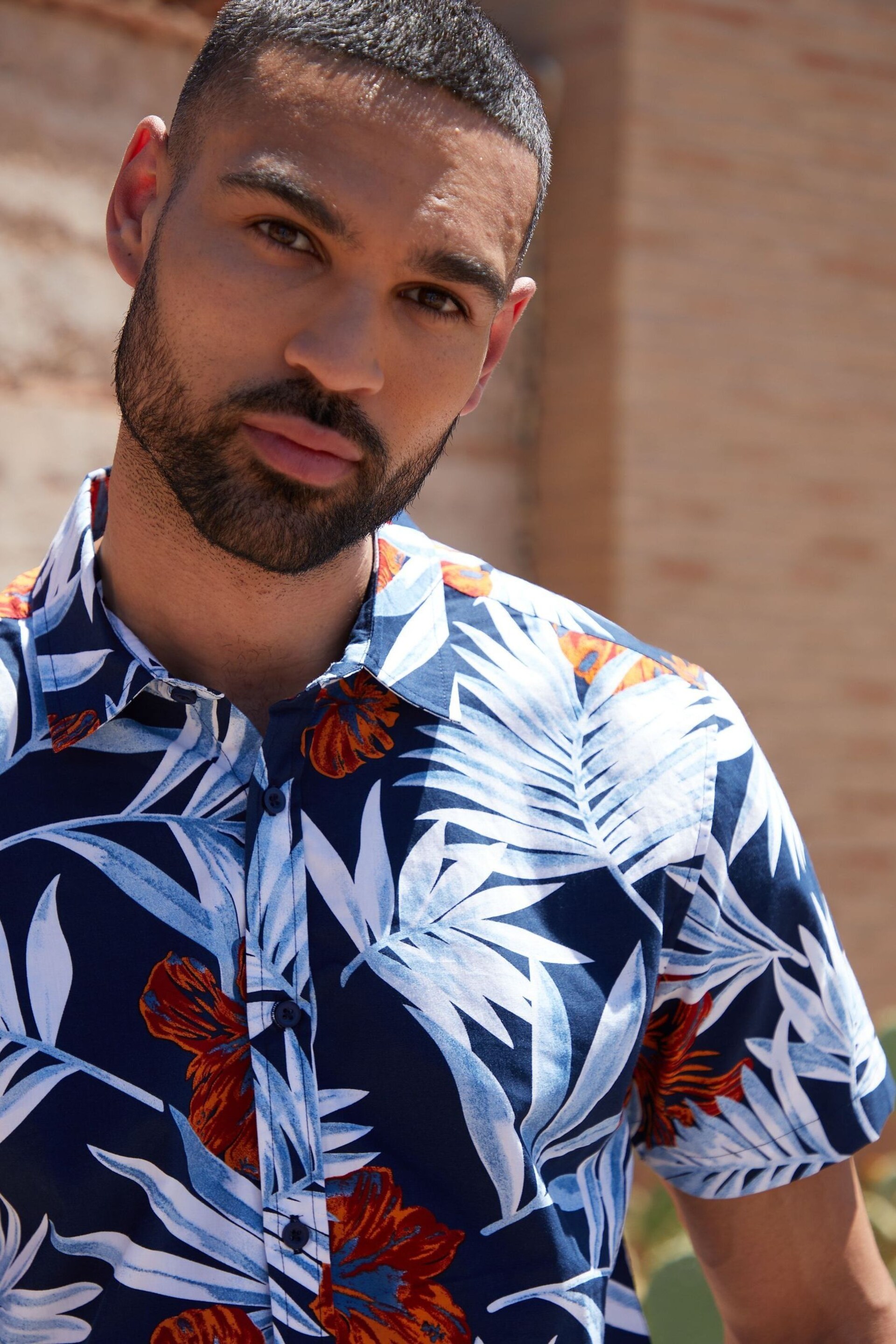 Threadbare Blue Cotton Floral Print Short Sleeve Shirt - Image 4 of 4