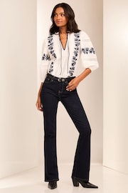 Lipsy White 3/4 Sleeve Embroidered Tie Neck Blouse - Image 3 of 4