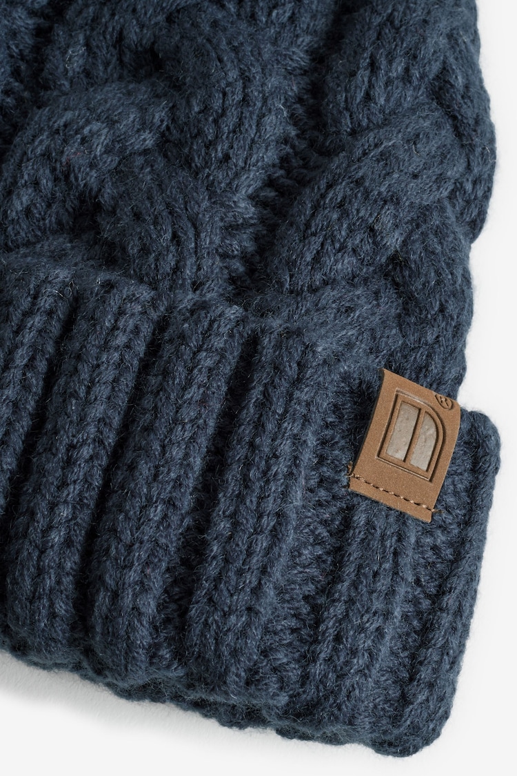 Navy Blue Cable Knit Pom Hat (1-16yrs) - Image 5 of 5